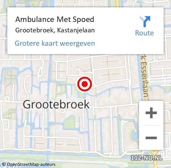 Locatie op kaart van de 112 melding: Ambulance Met Spoed Naar Grootebroek, Kastanjelaan op 1 maart 2022 05:18