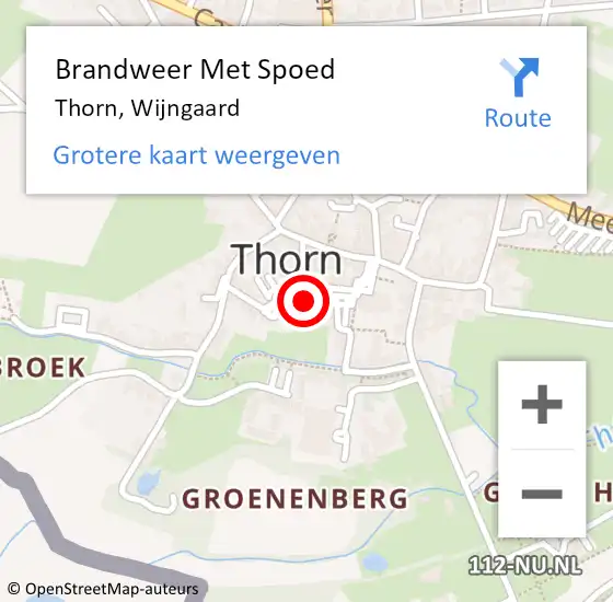 Locatie op kaart van de 112 melding: Brandweer Met Spoed Naar Thorn, Wijngaard op 1 maart 2022 06:33