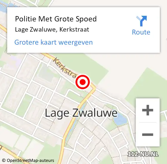Locatie op kaart van de 112 melding: Politie Met Grote Spoed Naar Lage Zwaluwe, Kerkstraat op 1 maart 2022 10:48