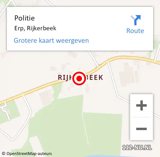 Locatie op kaart van de 112 melding: Politie Erp, Rijkerbeek op 1 maart 2022 15:11