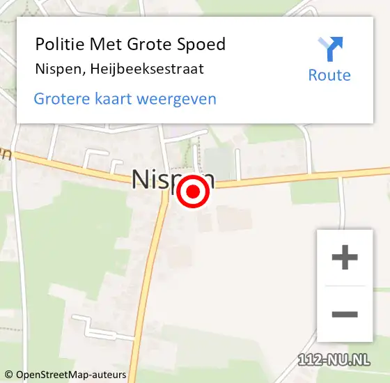 Locatie op kaart van de 112 melding: Politie Met Grote Spoed Naar Nispen, Heijbeeksestraat op 1 maart 2022 16:27