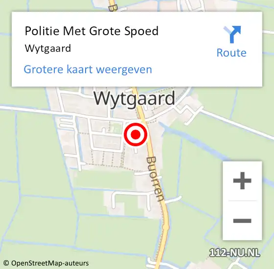 Locatie op kaart van de 112 melding: Politie Met Grote Spoed Naar Wytgaard op 1 maart 2022 18:25