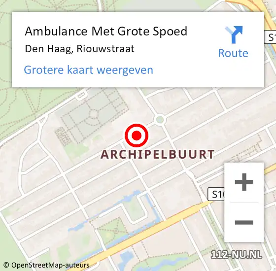 Locatie op kaart van de 112 melding: Ambulance Met Grote Spoed Naar Den Haag, Riouwstraat op 1 maart 2022 18:25