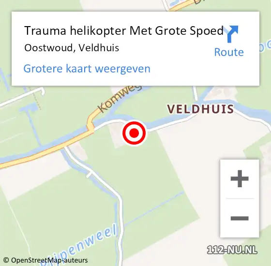 Locatie op kaart van de 112 melding: Trauma helikopter Met Grote Spoed Naar Oostwoud, Veldhuis op 1 maart 2022 19:31