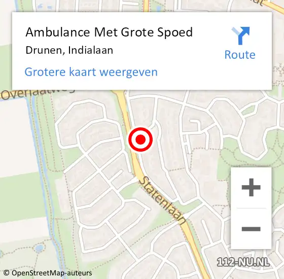 Locatie op kaart van de 112 melding: Ambulance Met Grote Spoed Naar Drunen, Indialaan op 10 juli 2014 01:07