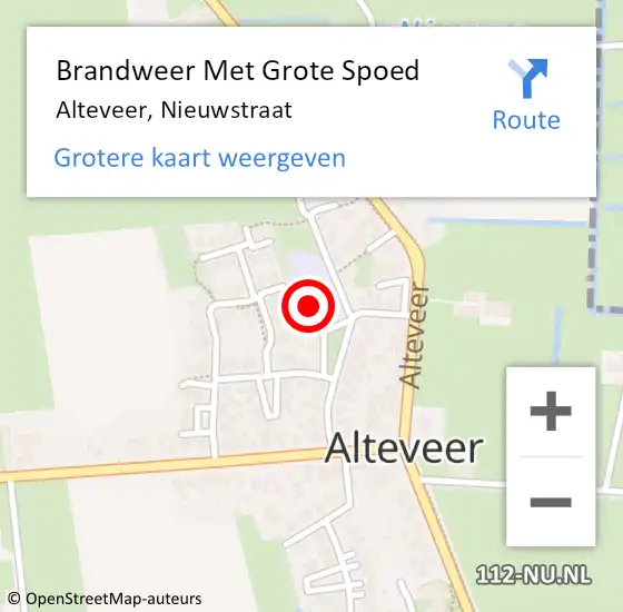 Locatie op kaart van de 112 melding: Brandweer Met Grote Spoed Naar Alteveer, Nieuwstraat op 2 maart 2022 03:36