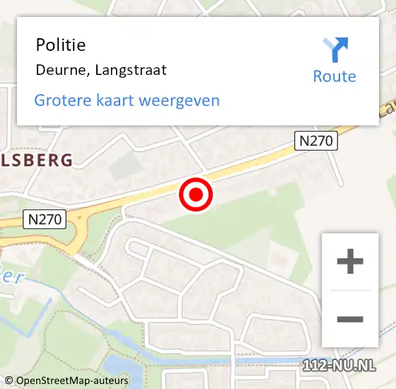Locatie op kaart van de 112 melding: Politie Deurne, Langstraat op 2 maart 2022 04:10