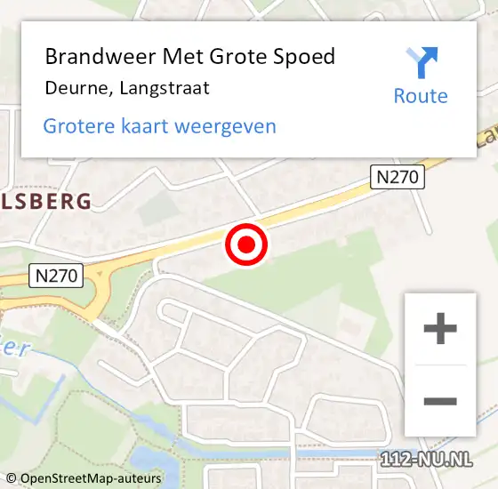 Locatie op kaart van de 112 melding: Brandweer Met Grote Spoed Naar Deurne, Langstraat op 2 maart 2022 04:10