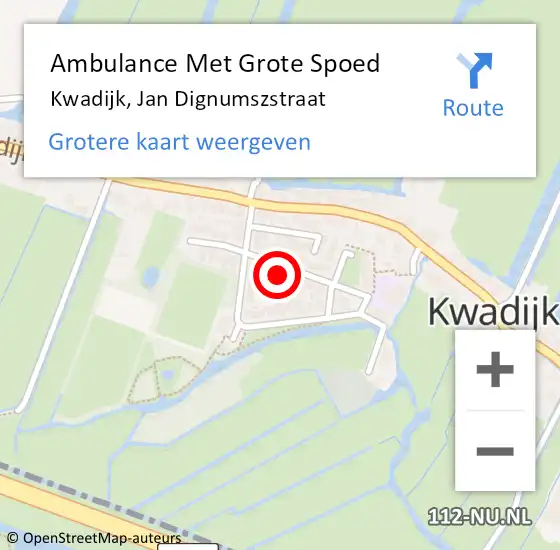 Locatie op kaart van de 112 melding: Ambulance Met Grote Spoed Naar Kwadijk, Jan Dignumszstraat op 2 maart 2022 04:32