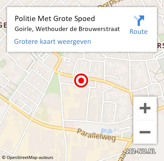 Locatie op kaart van de 112 melding: Politie Met Grote Spoed Naar Goirle, Wethouder de Brouwerstraat op 2 maart 2022 12:18