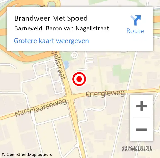 Locatie op kaart van de 112 melding: Brandweer Met Spoed Naar Barneveld, Baron van Nagellstraat op 2 maart 2022 15:50