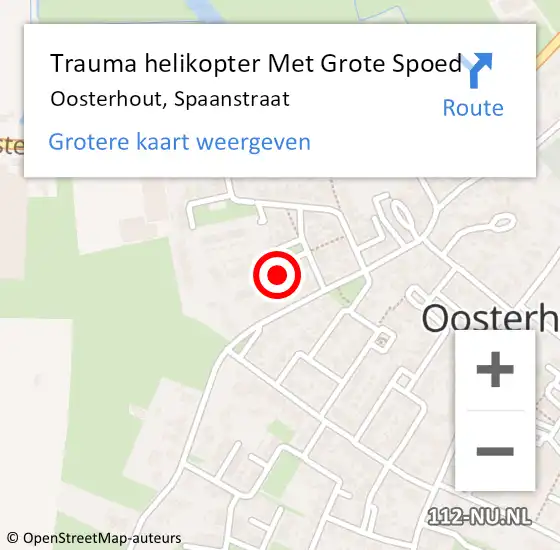 Locatie op kaart van de 112 melding: Trauma helikopter Met Grote Spoed Naar Oosterhout, Spaanstraat op 2 maart 2022 17:55