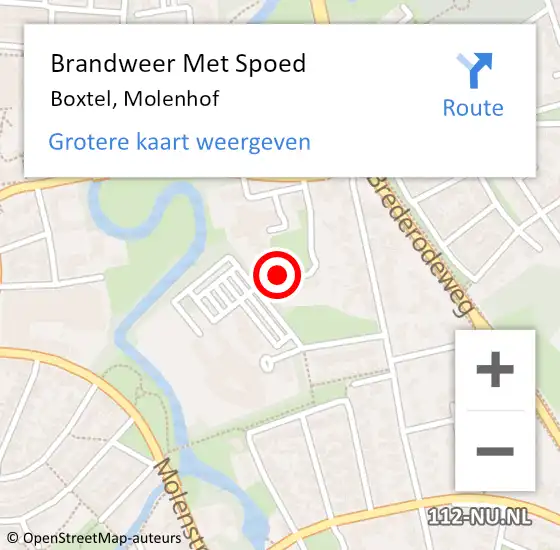 Locatie op kaart van de 112 melding: Brandweer Met Spoed Naar Boxtel, Molenhof op 2 maart 2022 18:24
