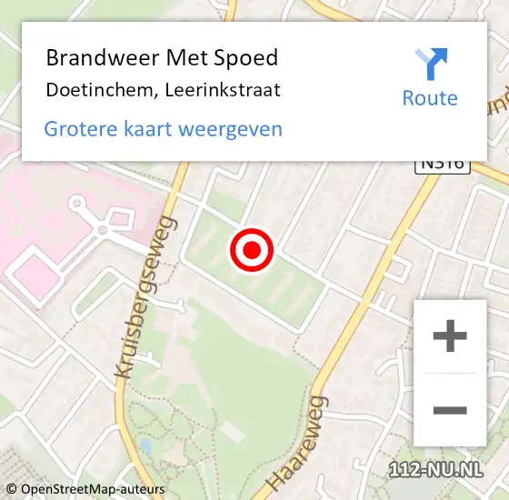 Locatie op kaart van de 112 melding: Brandweer Met Spoed Naar Doetinchem, Leerinkstraat op 2 maart 2022 19:40