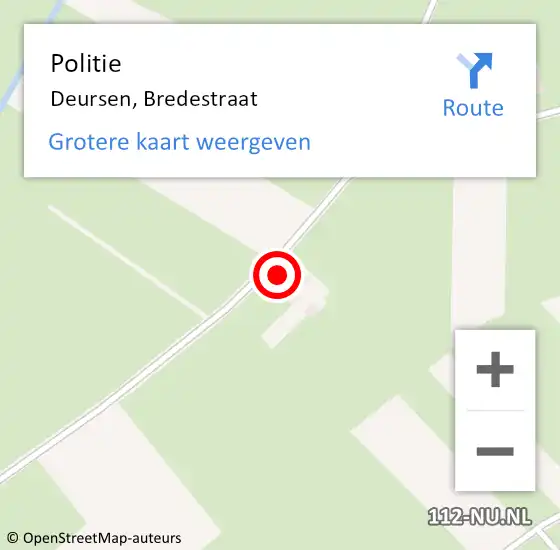Locatie op kaart van de 112 melding: Politie Deursen, Bredestraat op 2 maart 2022 21:10