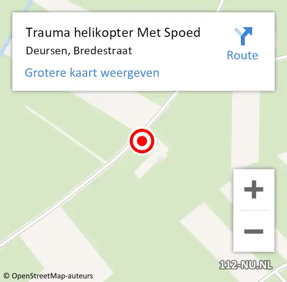 Locatie op kaart van de 112 melding: Trauma helikopter Met Spoed Naar Deursen, Bredestraat op 2 maart 2022 21:22