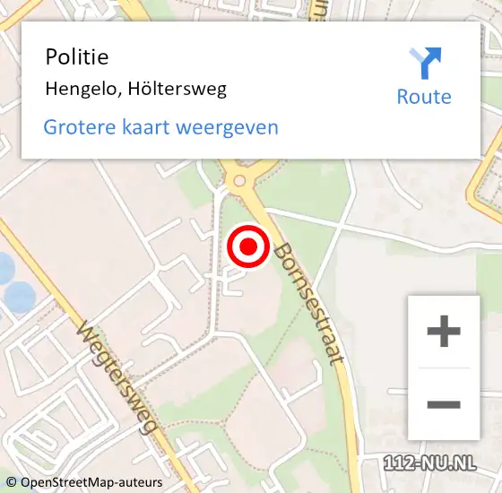 Locatie op kaart van de 112 melding: Politie Hengelo, Höltersweg op 2 maart 2022 21:32