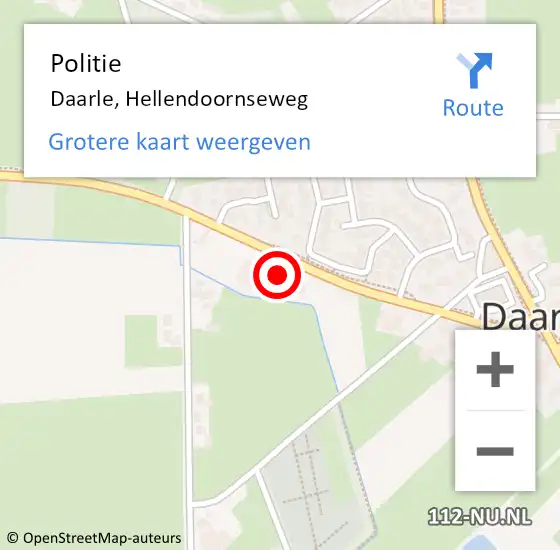 Locatie op kaart van de 112 melding: Politie Daarle, Hellendoornseweg op 3 maart 2022 01:09