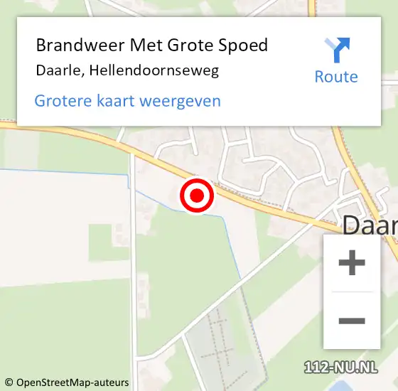 Locatie op kaart van de 112 melding: Brandweer Met Grote Spoed Naar Daarle, Hellendoornseweg op 3 maart 2022 01:10