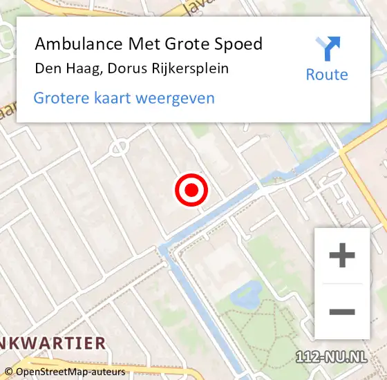 Locatie op kaart van de 112 melding: Ambulance Met Grote Spoed Naar Den Haag, Dorus Rijkersplein op 3 maart 2022 01:22