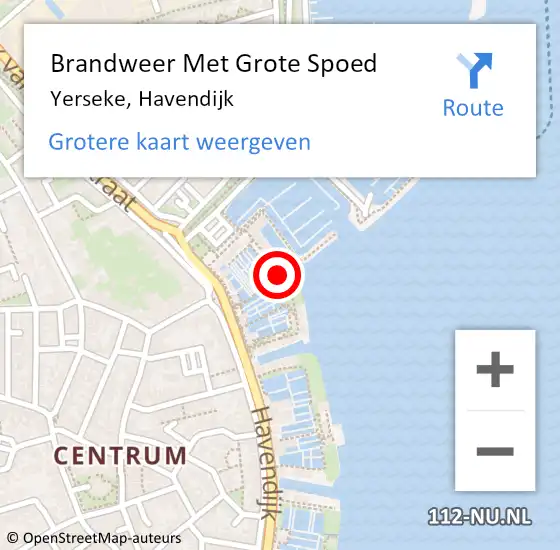 Locatie op kaart van de 112 melding: Brandweer Met Grote Spoed Naar Yerseke, Havendijk op 3 maart 2022 08:57