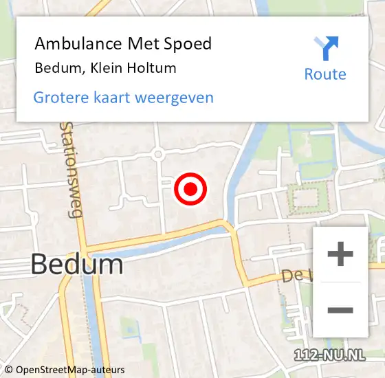 Locatie op kaart van de 112 melding: Ambulance Met Spoed Naar Bedum, Klein Holtum op 10 juli 2014 06:03
