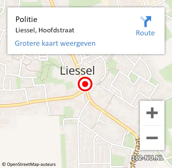 Locatie op kaart van de 112 melding: Politie Liessel, Hoofdstraat op 3 maart 2022 12:38