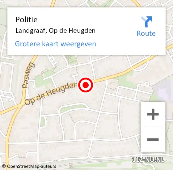 Locatie op kaart van de 112 melding: Politie Landgraaf, Op de Heugden op 3 maart 2022 17:28