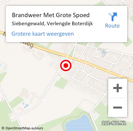 Locatie op kaart van de 112 melding: Brandweer Met Grote Spoed Naar Siebengewald, Verlengde Boterdijk op 3 maart 2022 19:07
