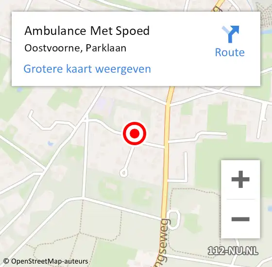 Locatie op kaart van de 112 melding: Ambulance Met Spoed Naar Oostvoorne, Parklaan op 3 maart 2022 20:53