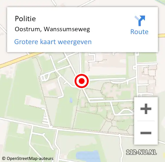 Locatie op kaart van de 112 melding: Politie Oostrum, Wanssumseweg op 3 maart 2022 21:10