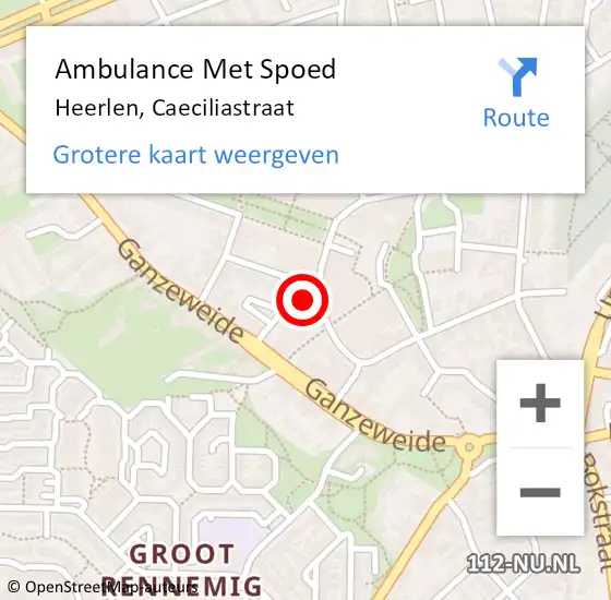Locatie op kaart van de 112 melding: Ambulance Met Spoed Naar Heerlen, Caeciliastraat op 10 juli 2014 08:13
