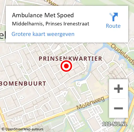 Locatie op kaart van de 112 melding: Ambulance Met Spoed Naar Middelharnis, Prinses Irenestraat op 4 maart 2022 02:18