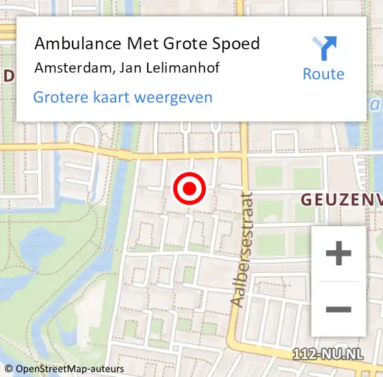 Locatie op kaart van de 112 melding: Ambulance Met Grote Spoed Naar Amsterdam, Jan Lelimanhof op 4 maart 2022 03:24