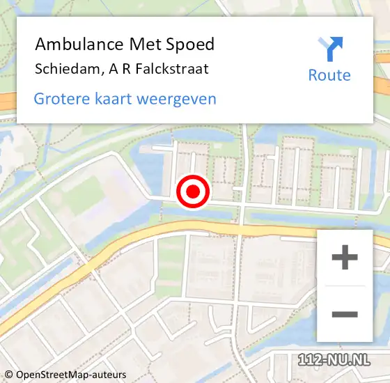 Locatie op kaart van de 112 melding: Ambulance Met Spoed Naar Schiedam, A R Falckstraat op 4 maart 2022 03:50
