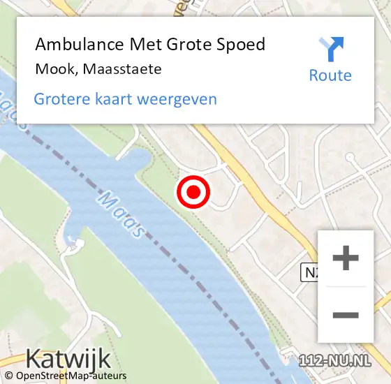 Locatie op kaart van de 112 melding: Ambulance Met Grote Spoed Naar Mook, Maasstaete op 4 maart 2022 07:53