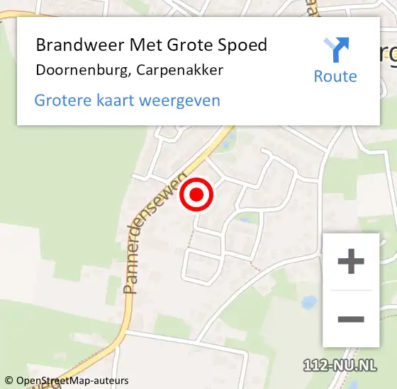 Locatie op kaart van de 112 melding: Brandweer Met Grote Spoed Naar Doornenburg, Carpenakker op 4 maart 2022 09:12
