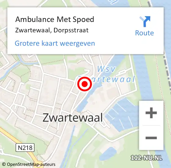 Locatie op kaart van de 112 melding: Ambulance Met Spoed Naar Zwartewaal, Dorpsstraat op 4 maart 2022 10:43