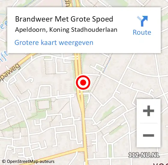 Locatie op kaart van de 112 melding: Brandweer Met Grote Spoed Naar Apeldoorn, Koning Stadhouderlaan op 4 maart 2022 11:10