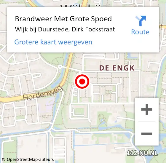 Locatie op kaart van de 112 melding: Brandweer Met Grote Spoed Naar Wijk bij Duurstede, Dirk Fockstraat op 4 maart 2022 13:46