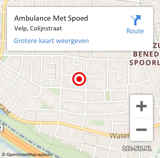 Locatie op kaart van de 112 melding: Ambulance Met Spoed Naar Velp, Colijnstraat op 4 maart 2022 13:50