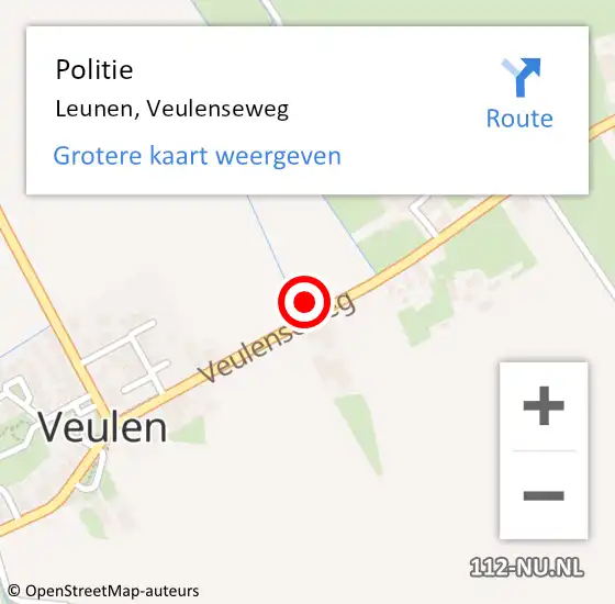Locatie op kaart van de 112 melding: Politie Leunen, Veulenseweg op 4 maart 2022 14:29