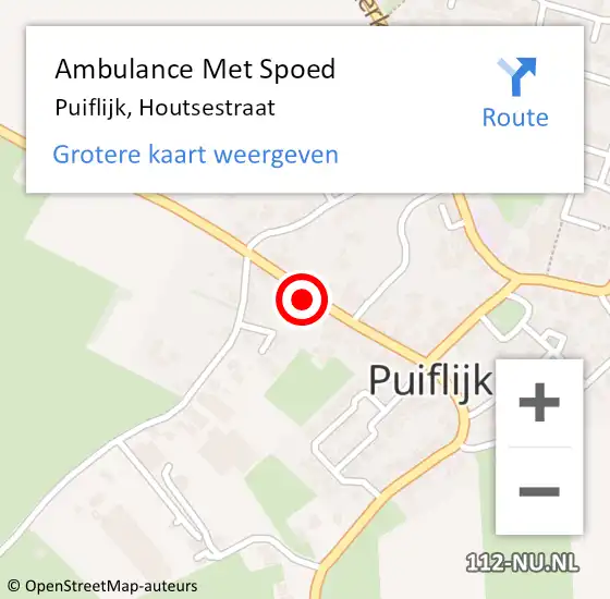 Locatie op kaart van de 112 melding: Ambulance Met Spoed Naar Puiflijk, Houtsestraat op 4 maart 2022 14:41