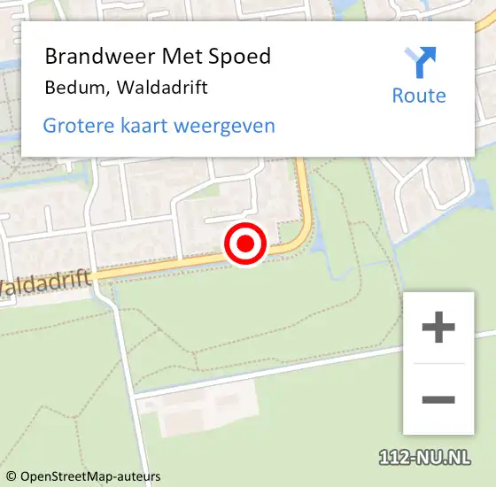 Locatie op kaart van de 112 melding: Brandweer Met Spoed Naar Bedum, Waldadrift op 4 maart 2022 17:22
