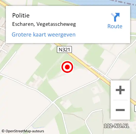 Locatie op kaart van de 112 melding: Politie Escharen, Vegetasscheweg op 4 maart 2022 17:39