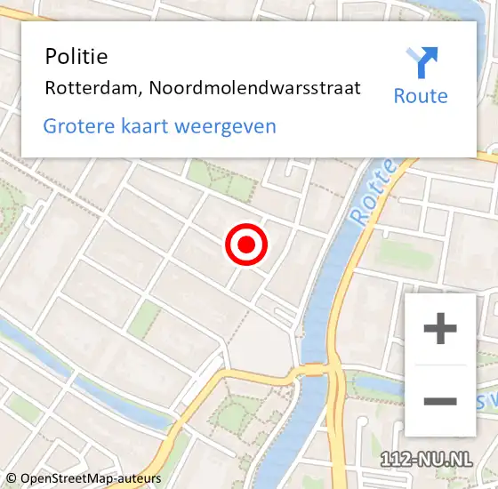 Locatie op kaart van de 112 melding: Politie Rotterdam, Noordmolendwarsstraat op 4 maart 2022 18:09