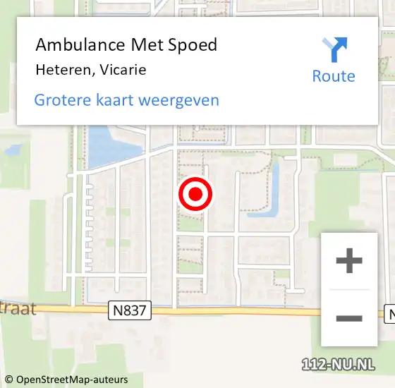 Locatie op kaart van de 112 melding: Ambulance Met Spoed Naar Heteren, Vicarie op 4 maart 2022 22:03