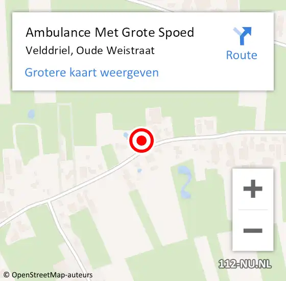 Locatie op kaart van de 112 melding: Ambulance Met Grote Spoed Naar Velddriel, Oude Weistraat op 4 maart 2022 22:12