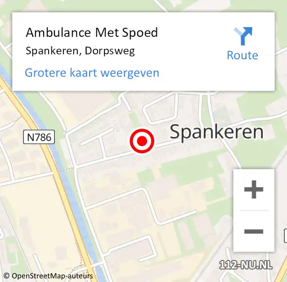 Locatie op kaart van de 112 melding: Ambulance Met Spoed Naar Spankeren, Dorpsweg op 4 maart 2022 22:28