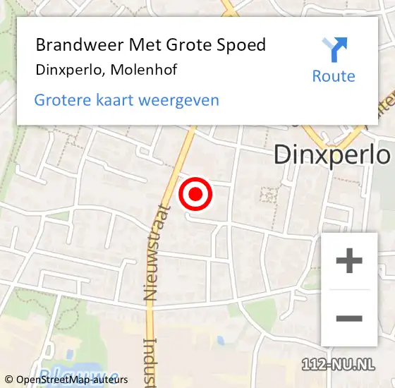 Locatie op kaart van de 112 melding: Brandweer Met Grote Spoed Naar Dinxperlo, Molenhof op 4 maart 2022 23:45